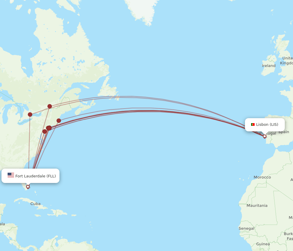 FLL-LIS flight routes