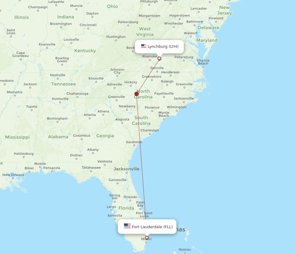 FLL-LYH flight routes