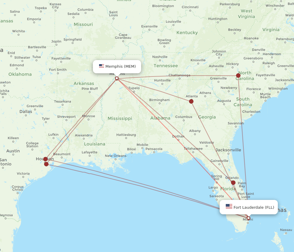 FLL-MEM flight routes