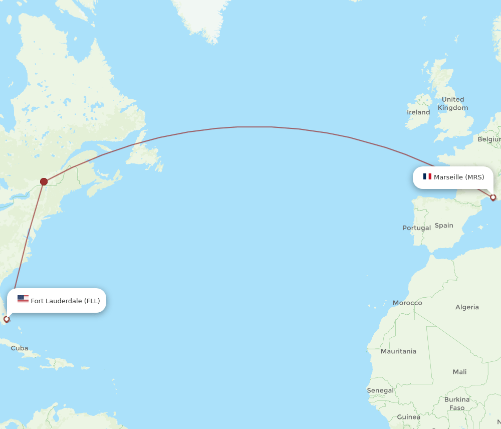 FLL to MRS flights and routes map