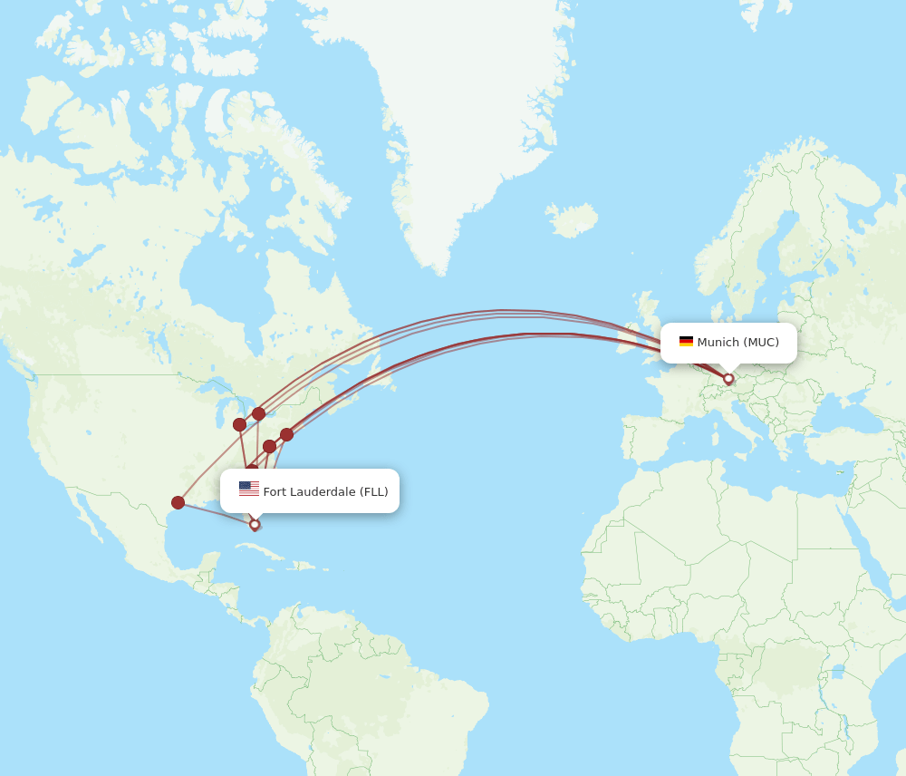FLL-MUC flight routes