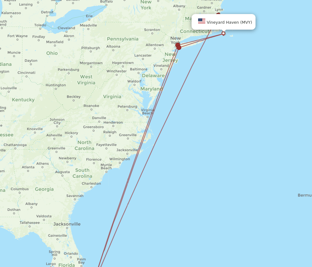 FLL-MVY flight routes