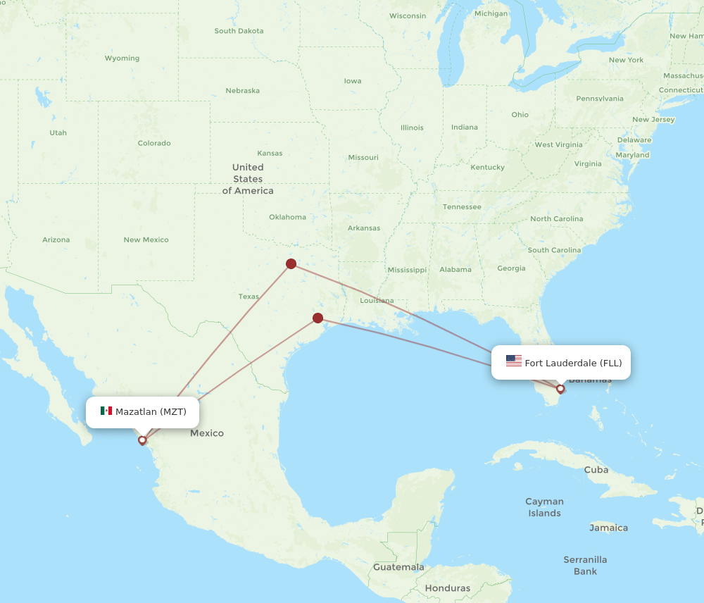 FLL-MZT flight routes