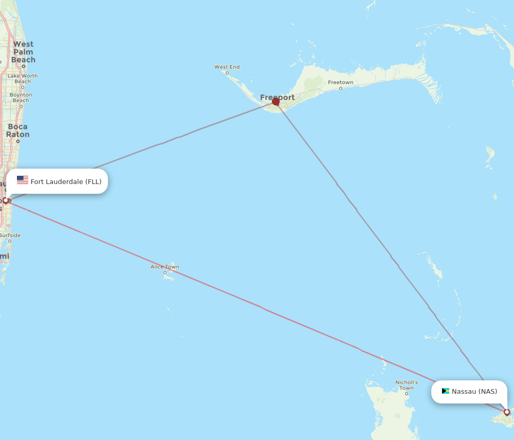 FLL to NAS flights and routes map