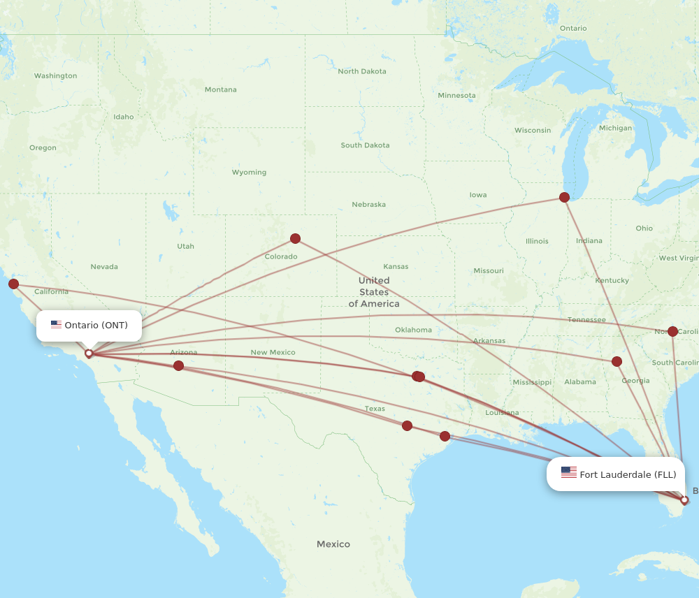 FLL to ONT flights and routes map