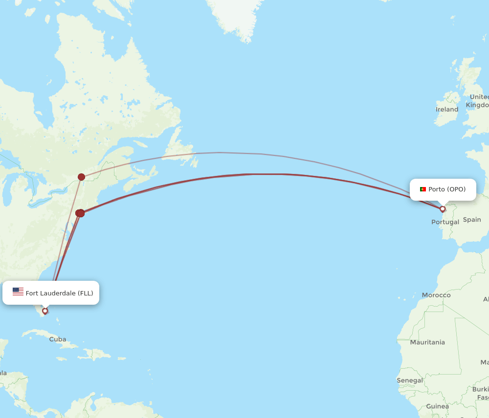 FLL-OPO flight routes
