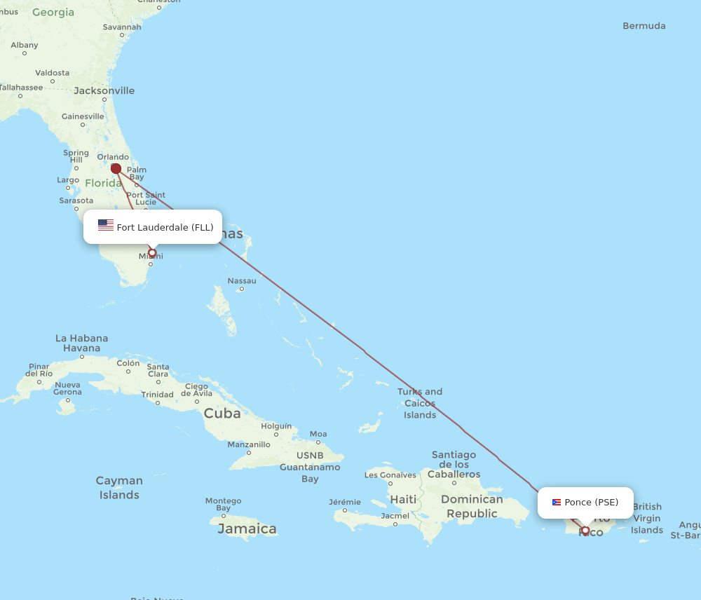 FLL to PSE flights and routes map