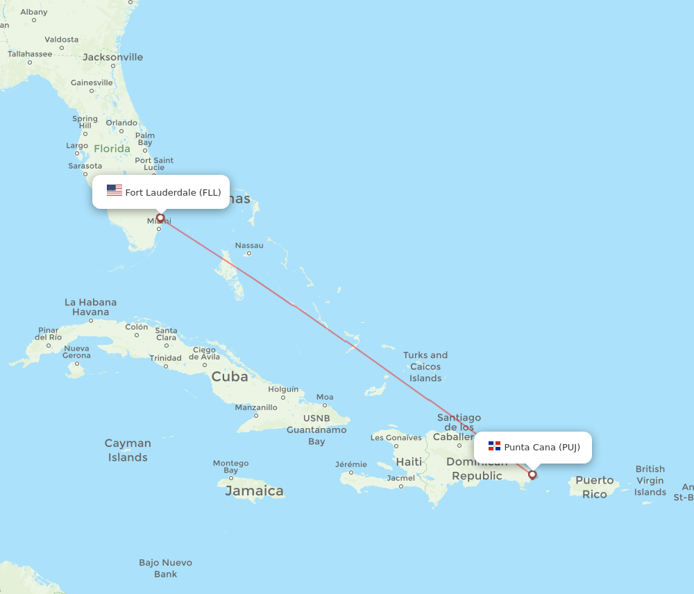 FLL-PUJ flight routes