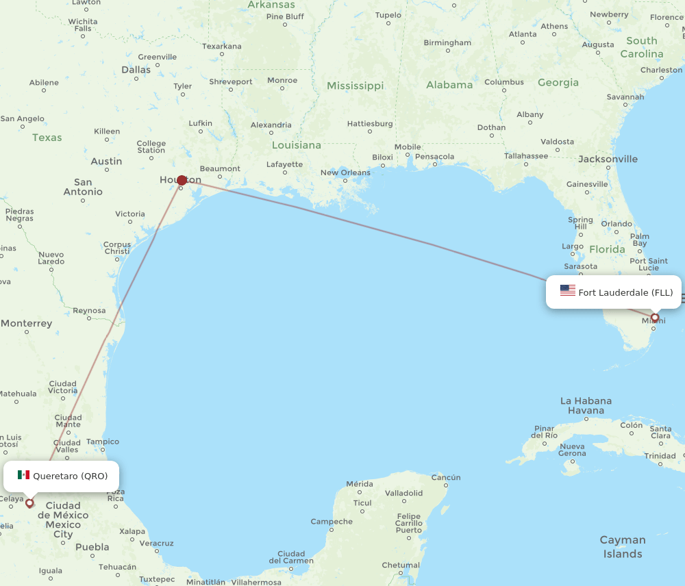 FLL-QRO flight routes