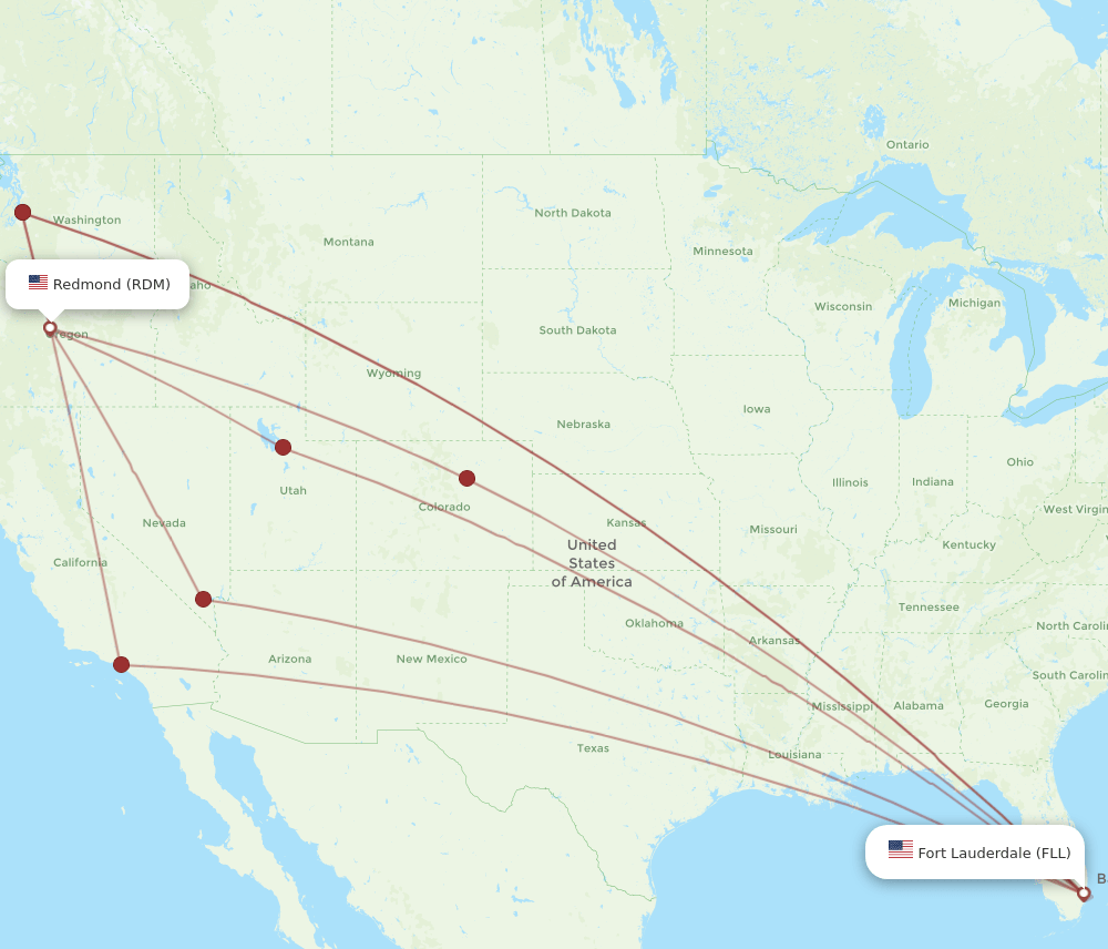 FLL to RDM flights and routes map