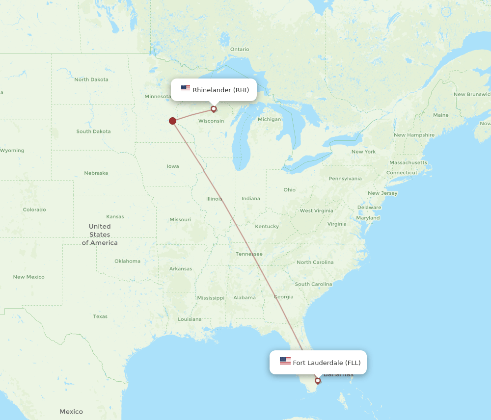 FLL-RHI flight routes