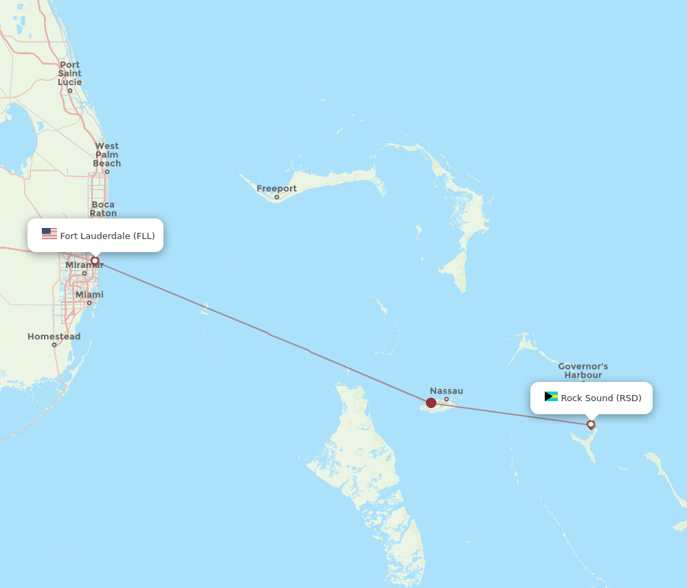 FLL to RSD flights and routes map