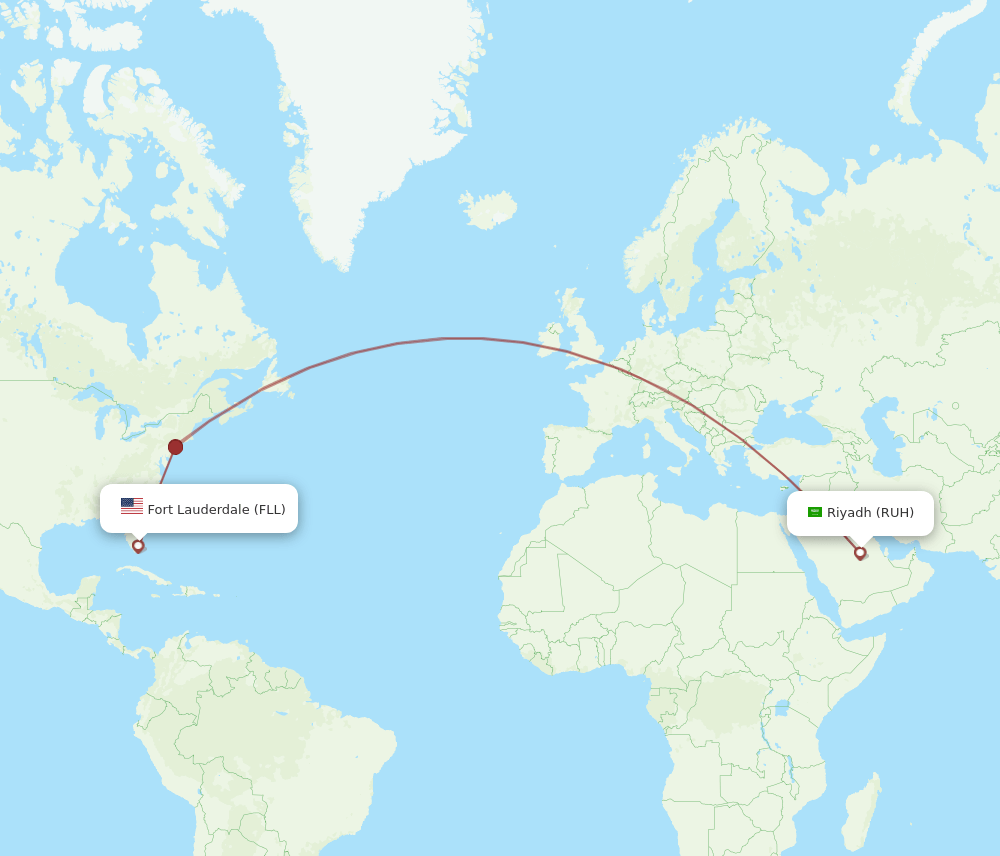 FLL-RUH flight routes
