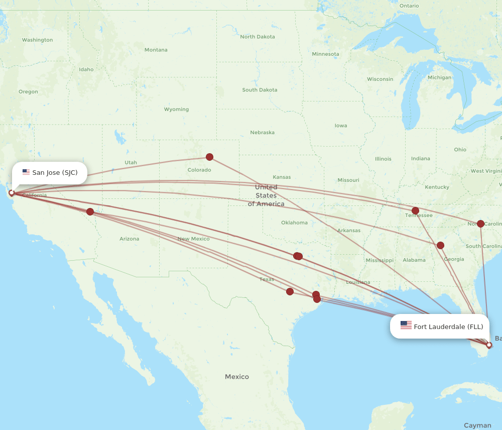 FLL-SJC flight routes