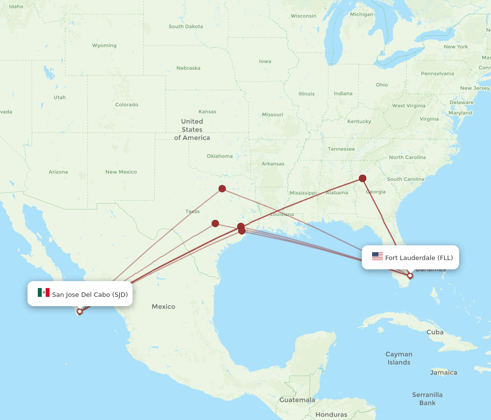 FLL-SJD flight routes