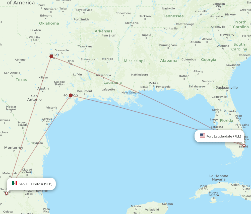 FLL-SLP flight routes