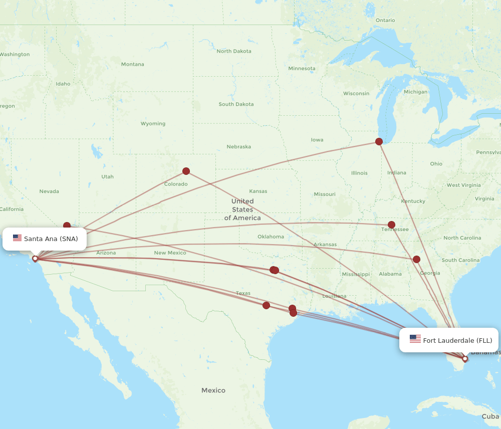 FLL-SNA flight routes