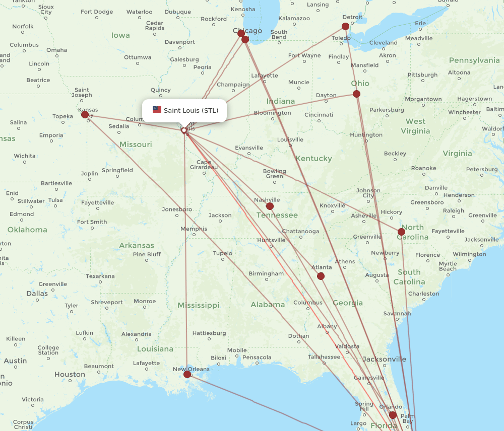 FLL-STL flight routes
