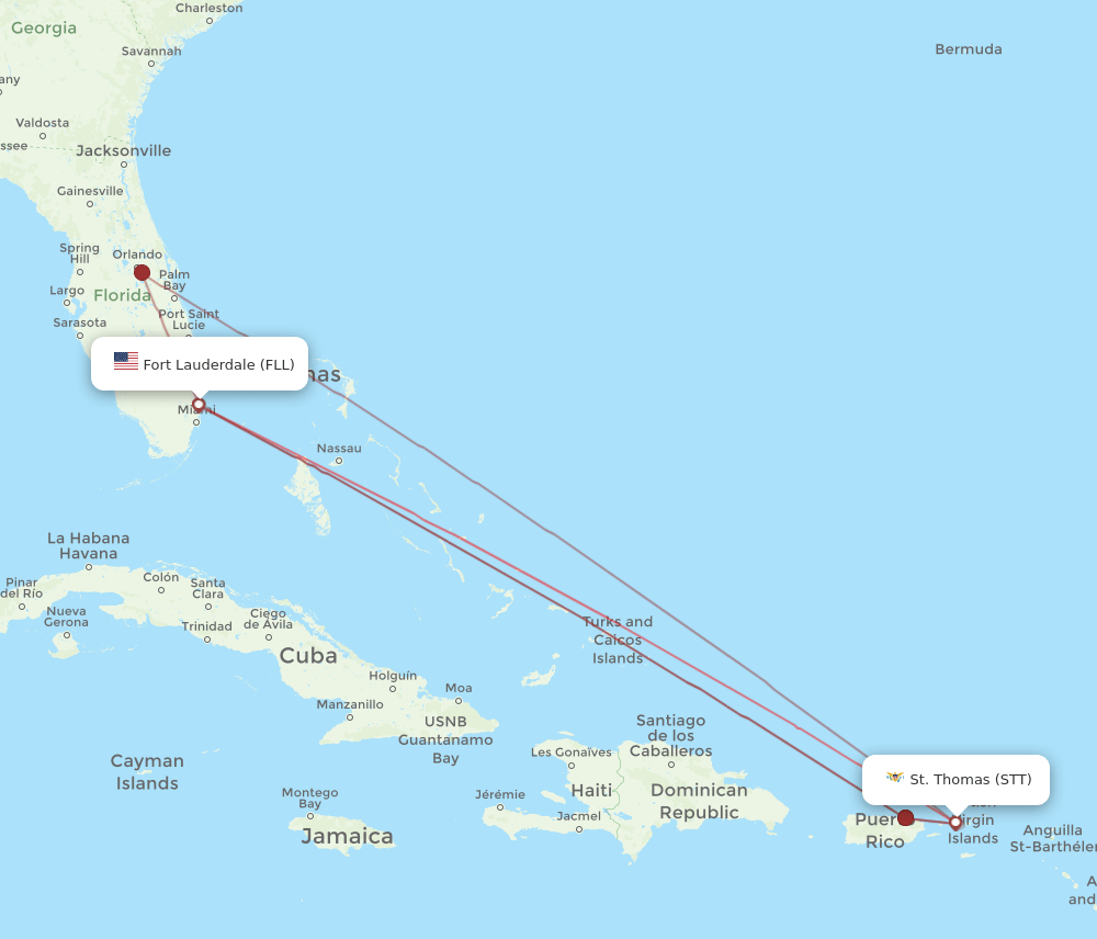 FLL-STT flight routes