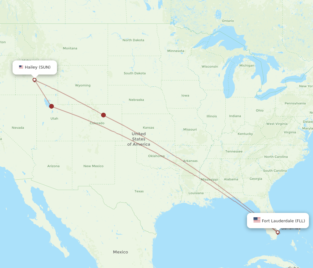 FLL to SUN flights and routes map
