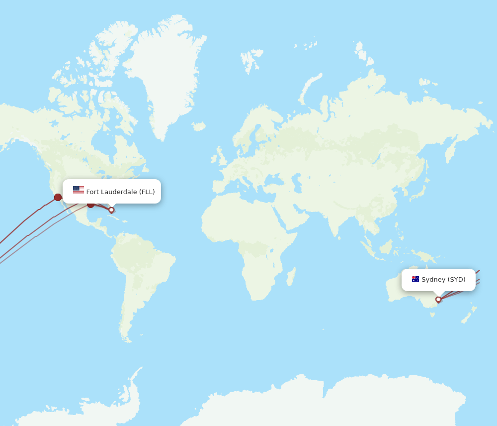 FLL-SYD flight routes