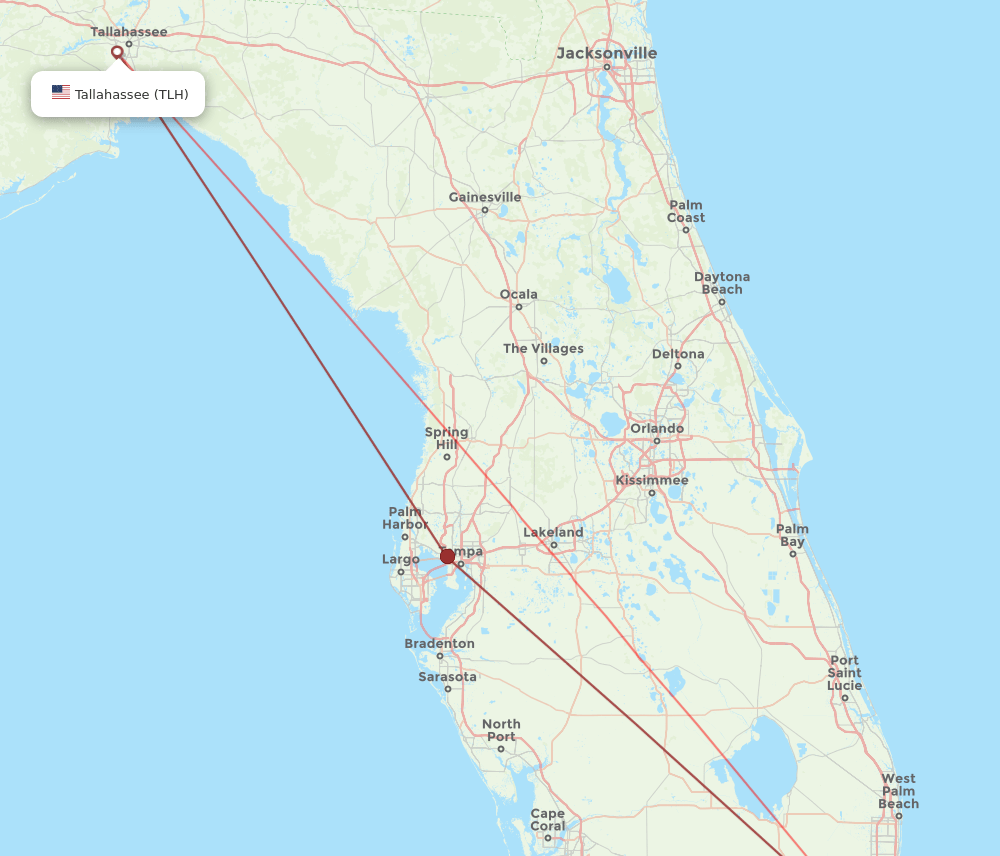 FLL to TLH flights and routes map
