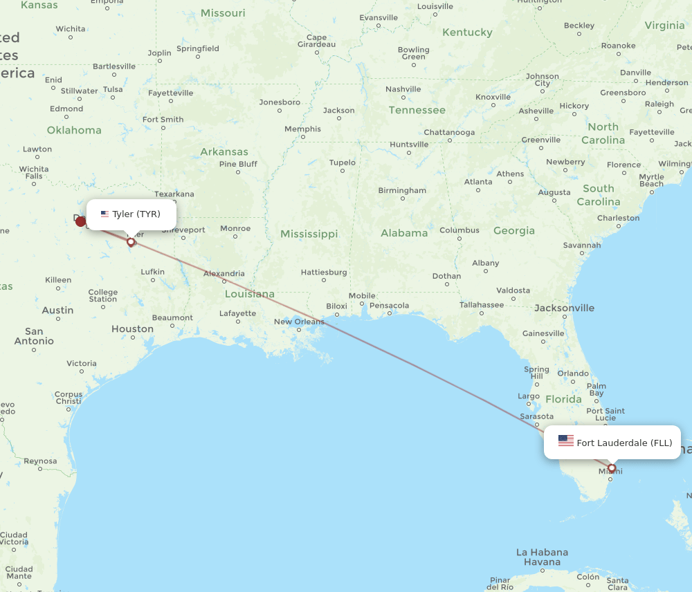 FLL-TYR flight routes