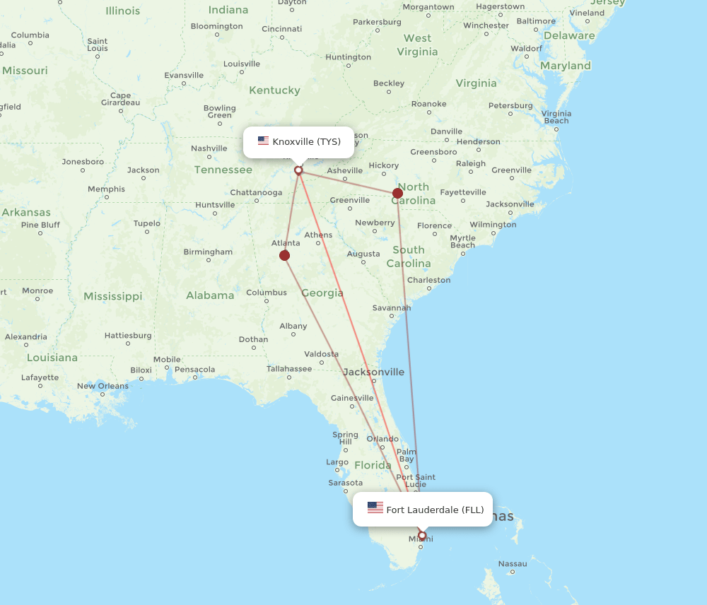 FLL-TYS flight routes