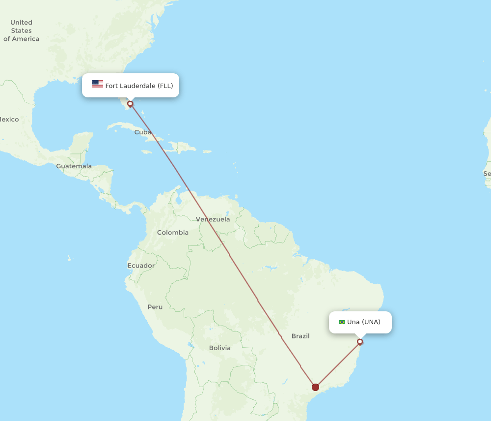 Fort Lauderdale - Una route map and flight paths
