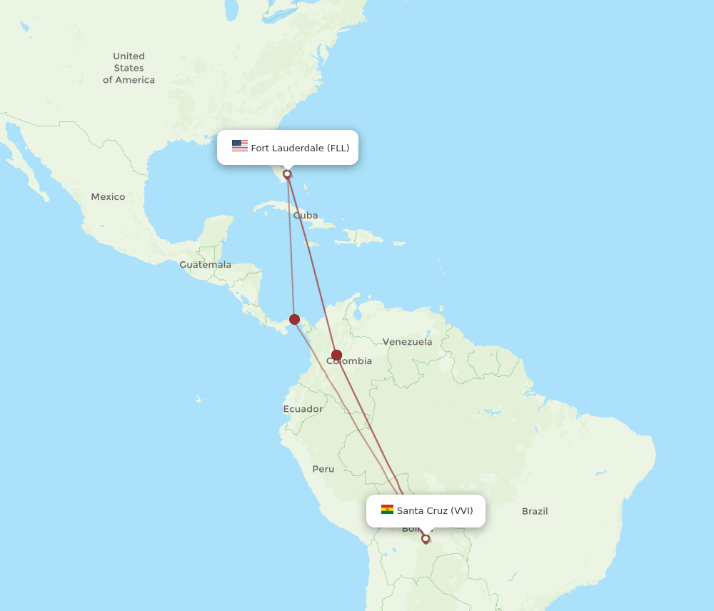 FLL-VVI flight routes