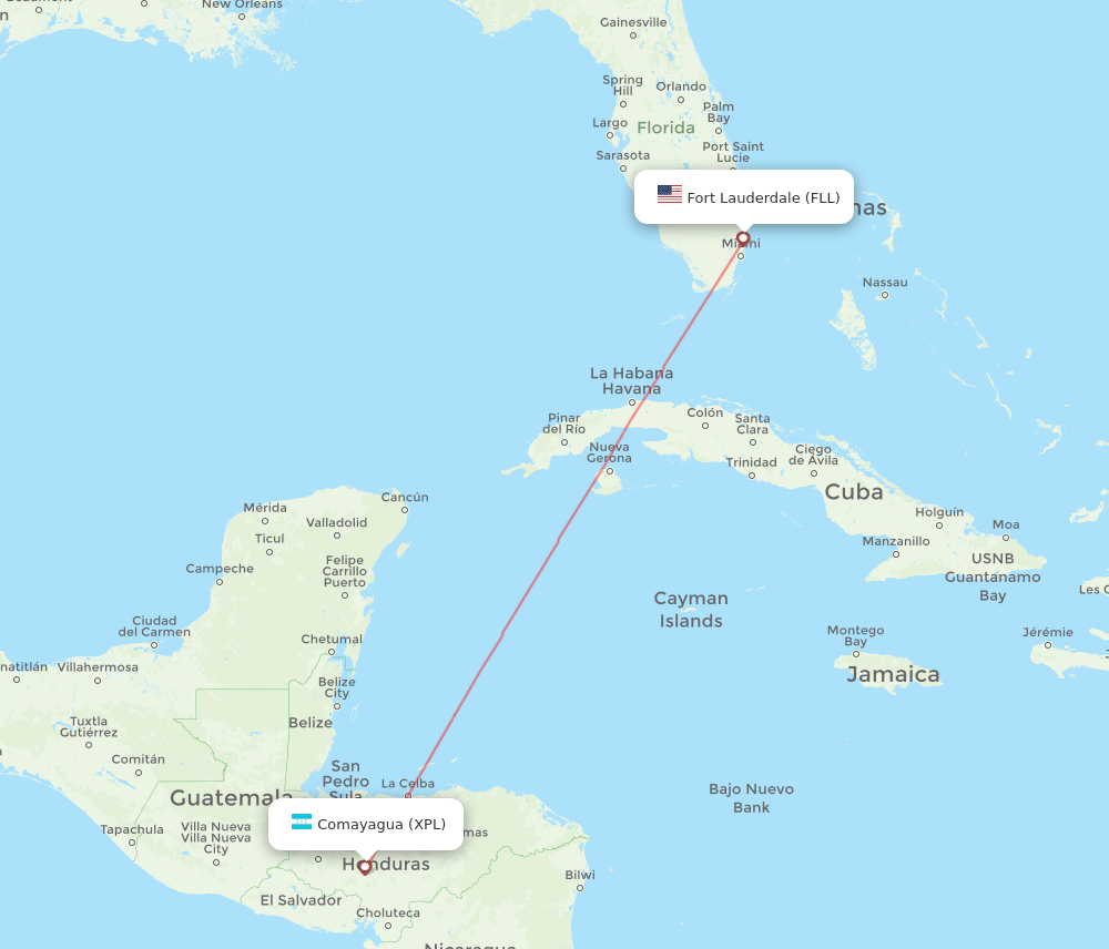 FLL-XPL flight routes