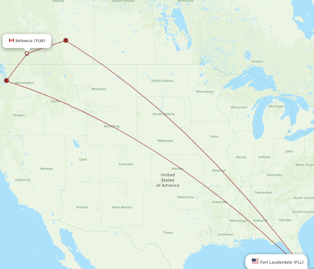 FLL-YLW flight routes