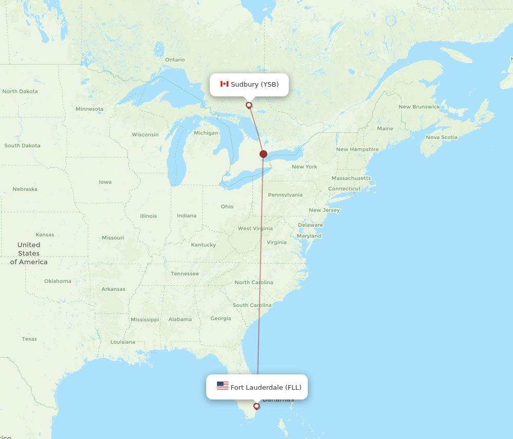 FLL-YSB flight routes