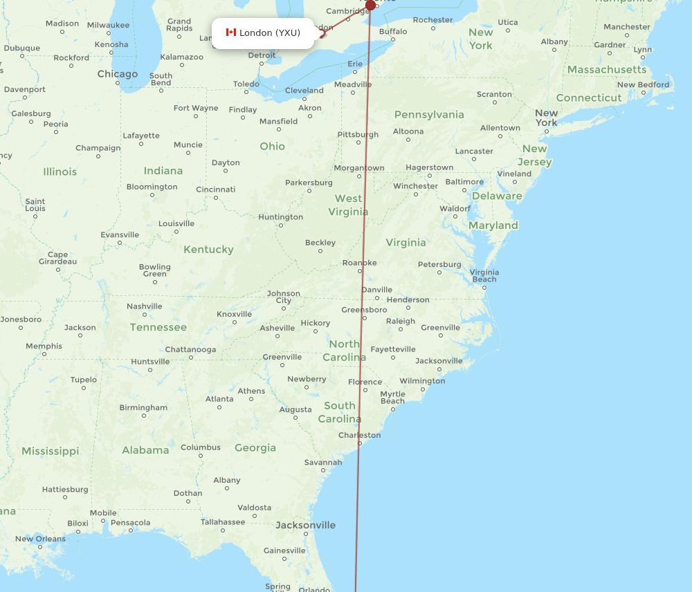 FLL-YXU flight routes