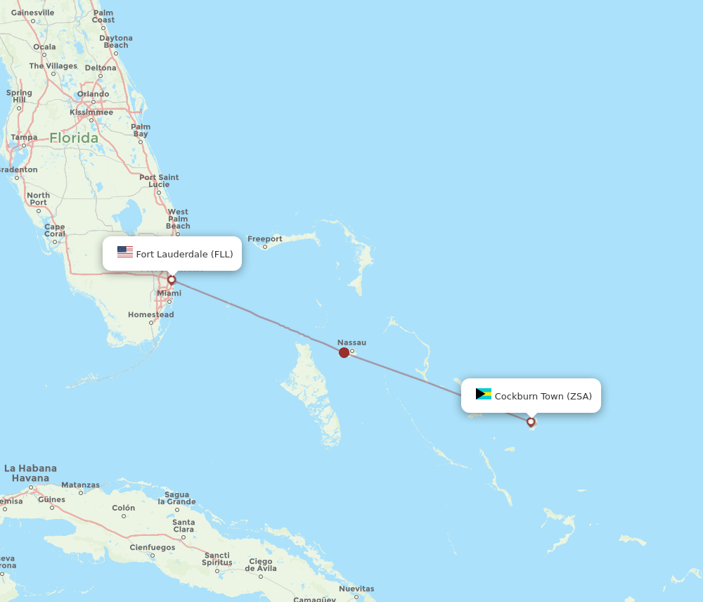 FLL-ZSA flight routes