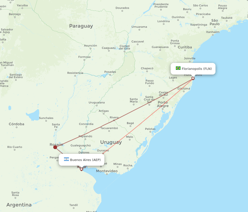 FLN-AEP flight routes
