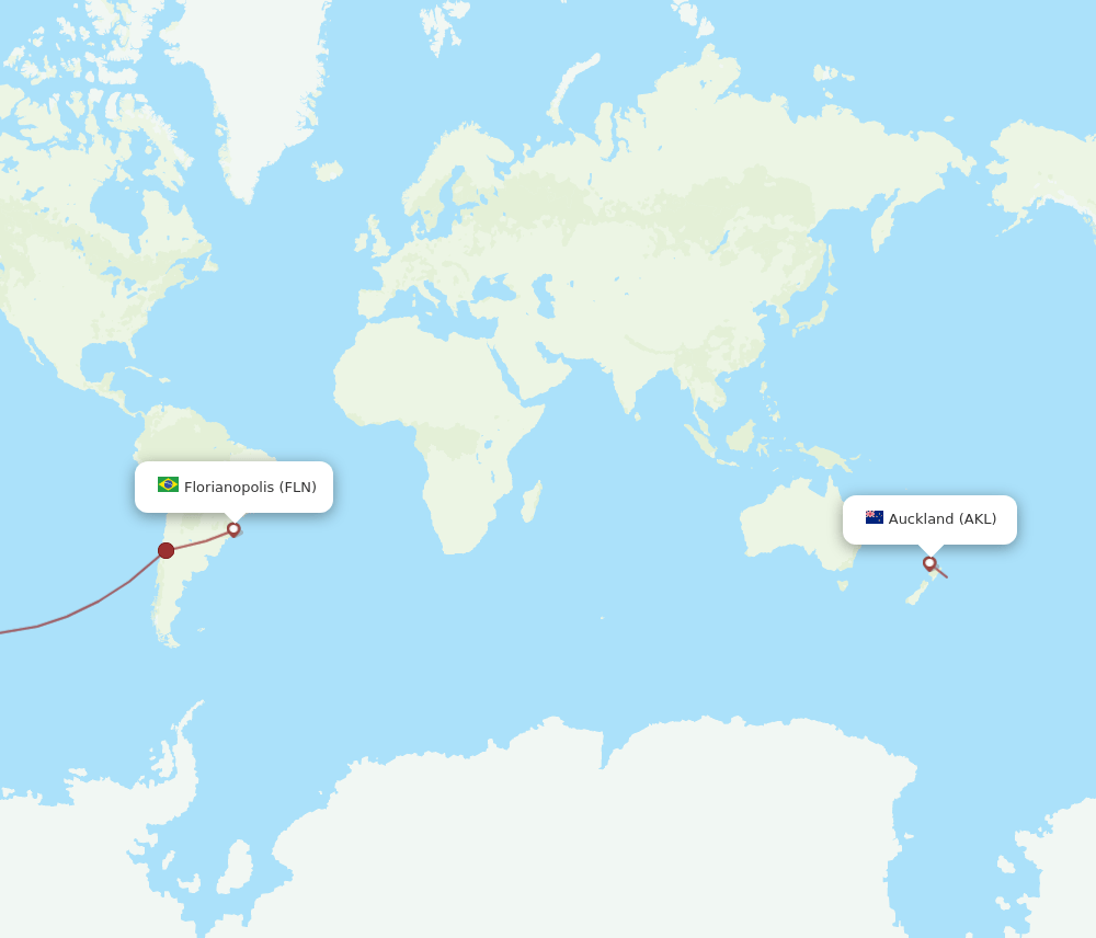 FLN to AKL flights and routes map