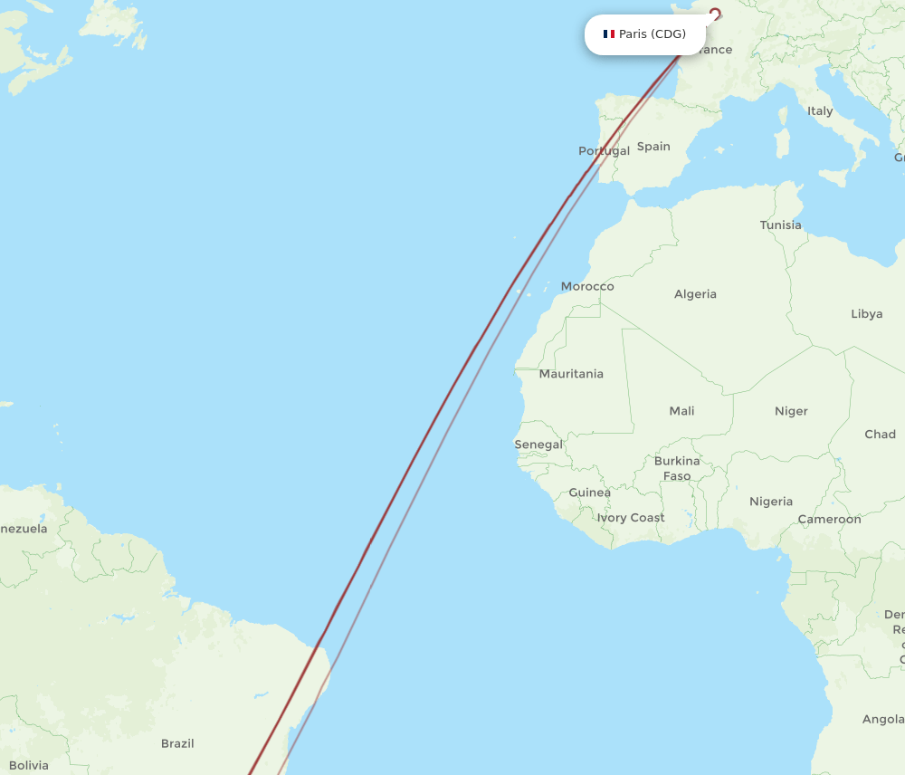 FLN-CDG flight routes