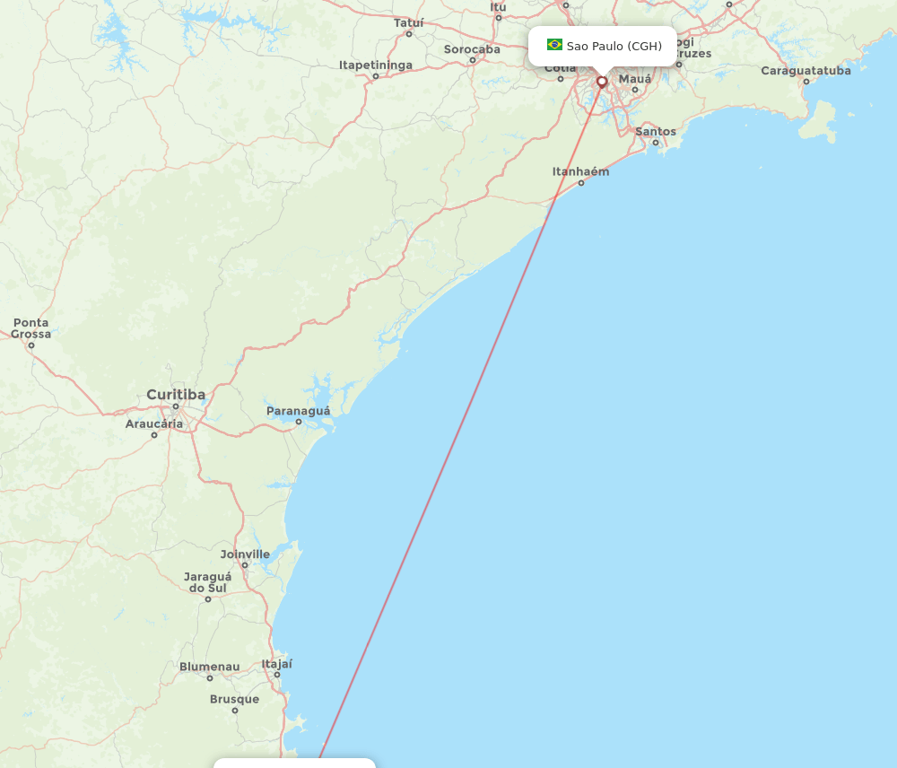 Florianopolis - Sao Paulo route map and flight paths