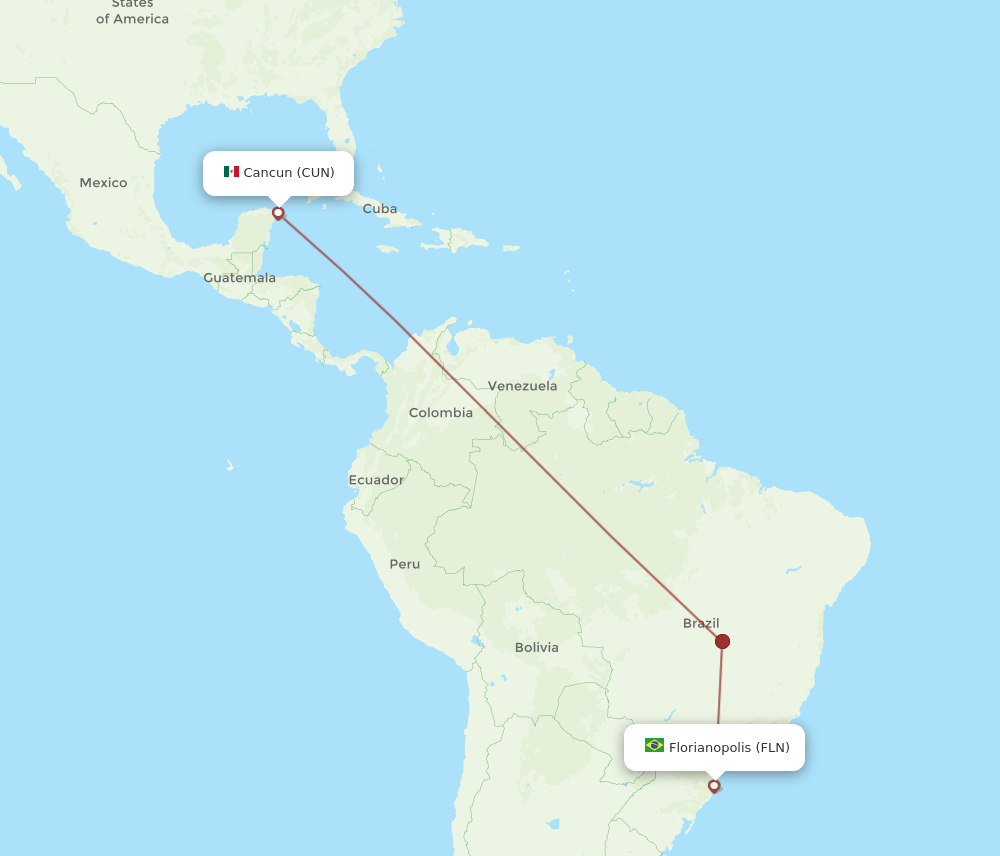FLN-CUN flight routes