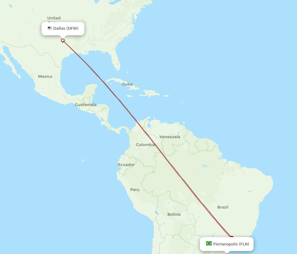 FLN-DFW flight routes