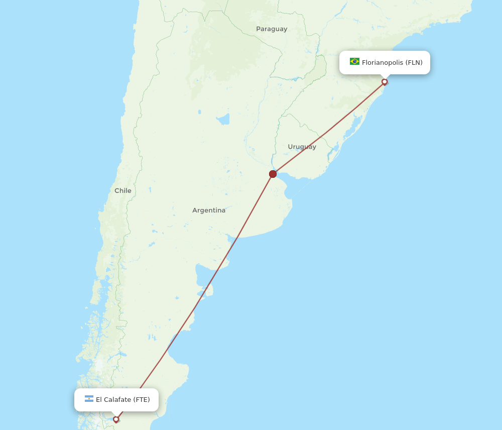 FLN to FTE flights and routes map