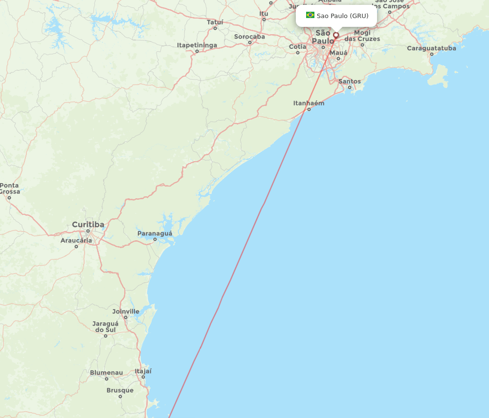 Florianopolis - Sao Paulo route map and flight paths
