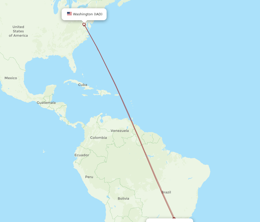 FLN-IAD flight routes
