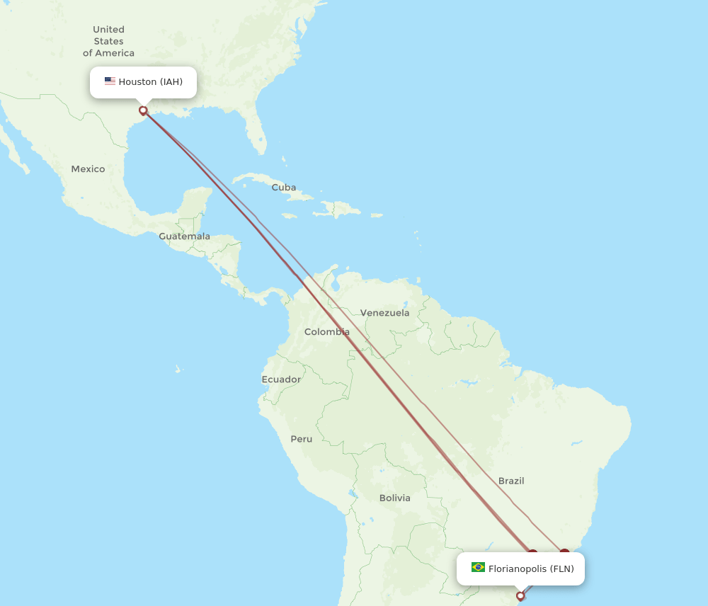FLN-IAH flight routes