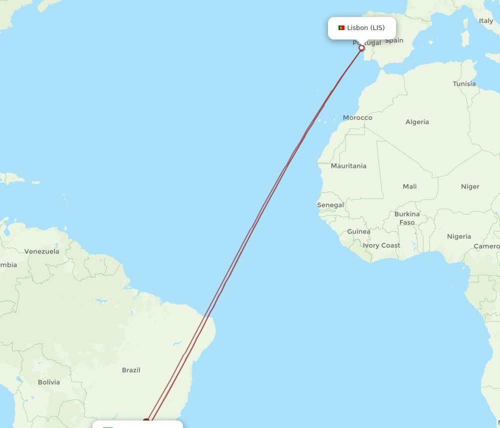 FLN-LIS flight routes