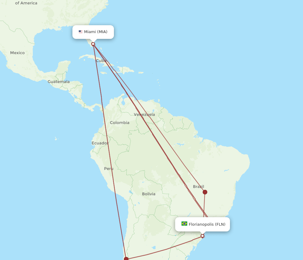 FLN to MIA flights and routes map