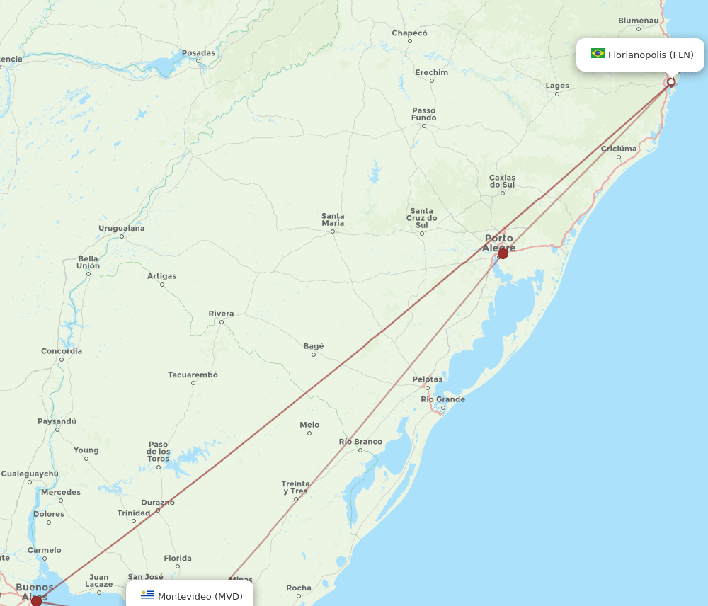 FLN-MVD flight routes