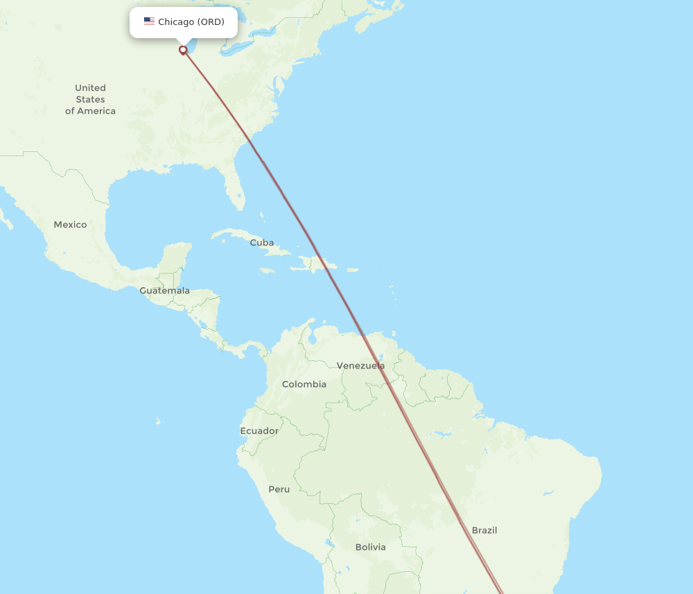 FLN-ORD flight routes