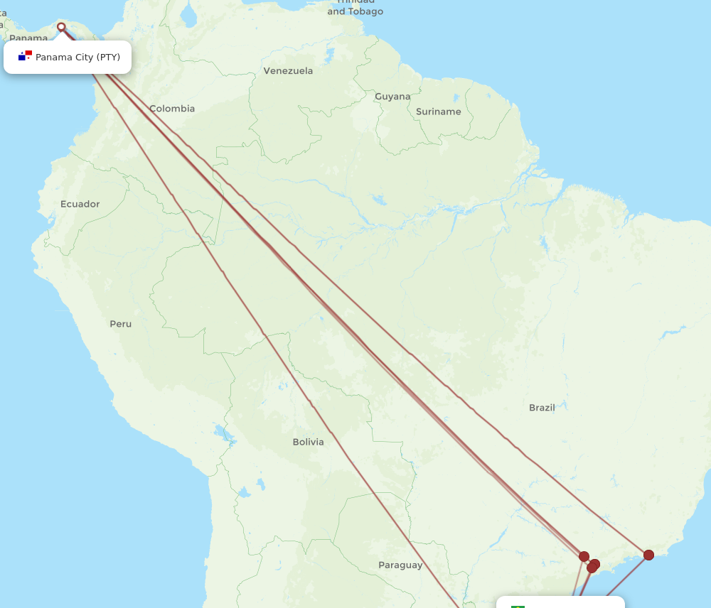 FLN to PTY flights and routes map